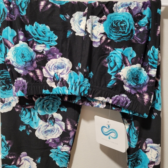 Infinity raine leggings floral black blue women's 2-12 OS cozy athleisure - Picture 6 of 6